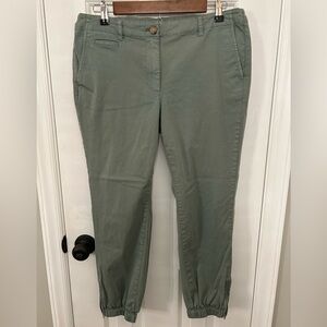 J Jill Size 10P Petite Green Relaxed Ankle Zip Chino Pants